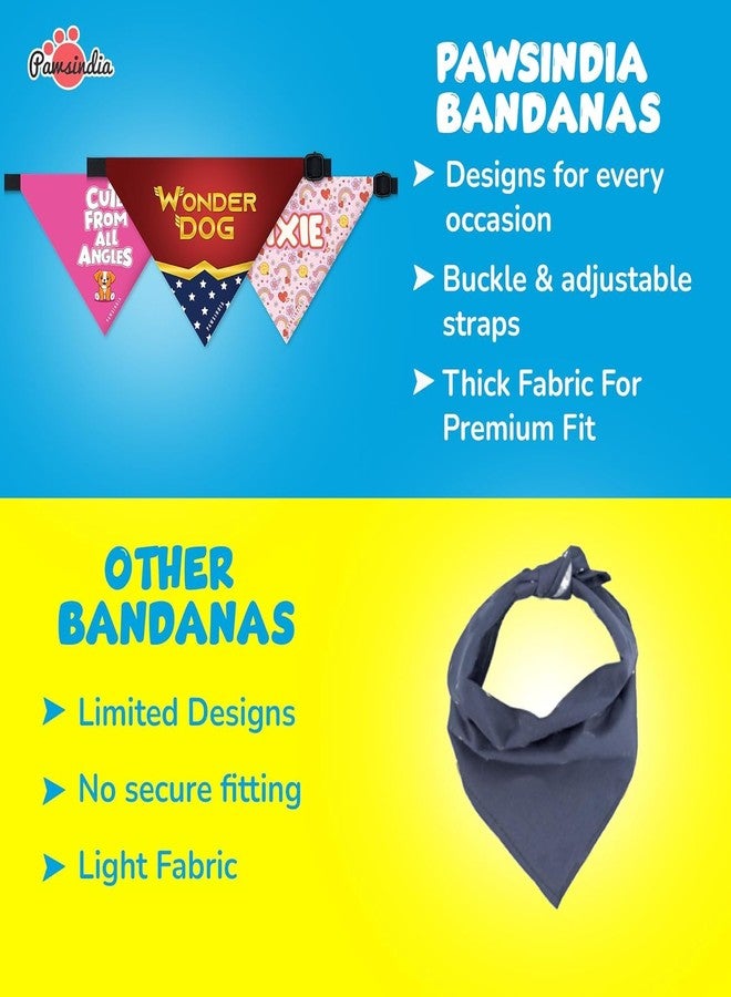PawsIndia Dog Bandana with Collar Small Medium Large Dogs & Cats 100% Adjustable with Buckle Stretchable Fabric Mom is My Bestie - Image 5